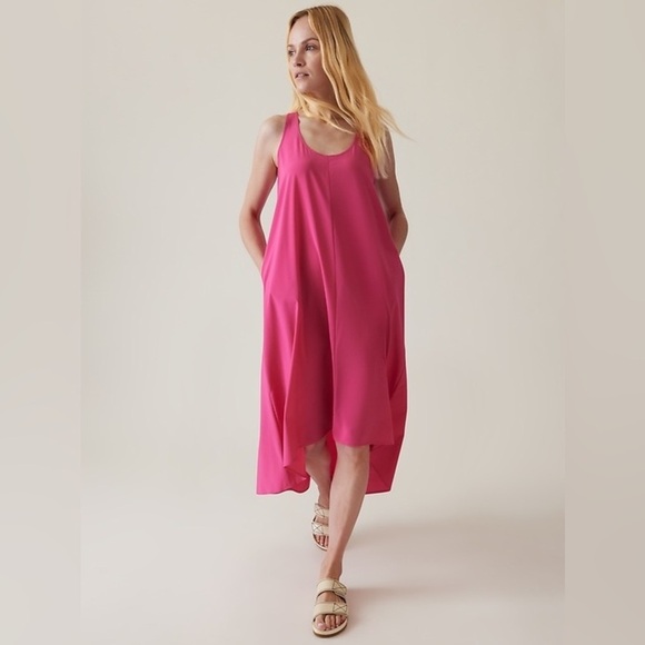 Athleta Dresses & Skirts - Athleta Presidio Sleeveless Racerback Dress Lightweight High-Low Hot Pink Small